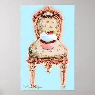Poster de Cupcake et de la chaise victorienne