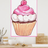 Poster de Cupcake rose Artwork - Mur Design Cuisin (Cuisine)
