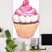 Poster de Cupcake rose Artwork - Mur Design Cuisin (Bureau à domicile)