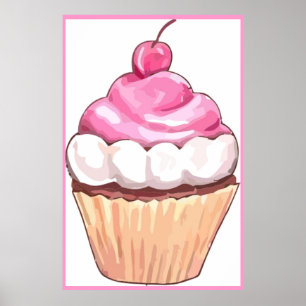 Poster de Cupcake rose Artwork - Mur Design Cuisin