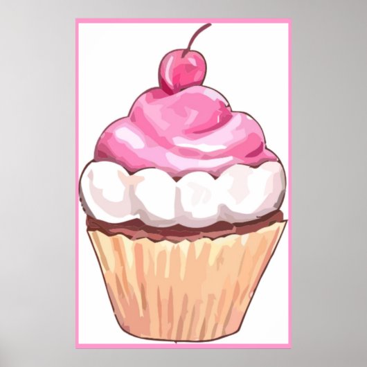Poster de Cupcake rose Artwork - Mur Design Cuisin (Devant)