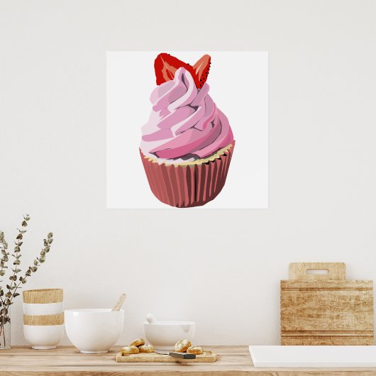 Poster de cupcake tourbillon aux fraises (Cuisine)