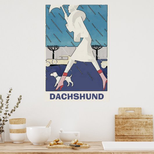 Poster de Dachshund en pluie (Cuisine)