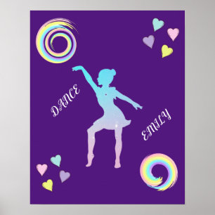 Poster de danse avec coeur & tourbillons.