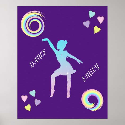 Poster de danse avec coeur & tourbillons. (Devant)