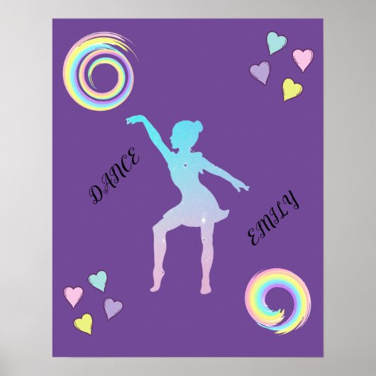Poster de danse avec coeur & tourbillons. (Devant)
