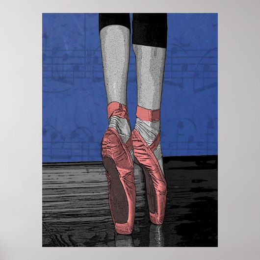 Poster de danse de ballet avec chaussures roses (Devant)
