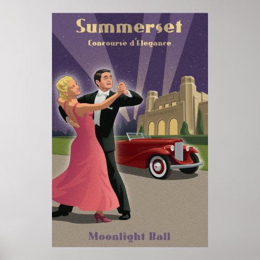 Poster de danse vintage et de spectacle de voiture (Devant)