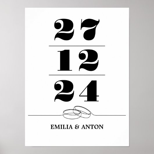 Poster de date Mariage personnalisé (Devant)