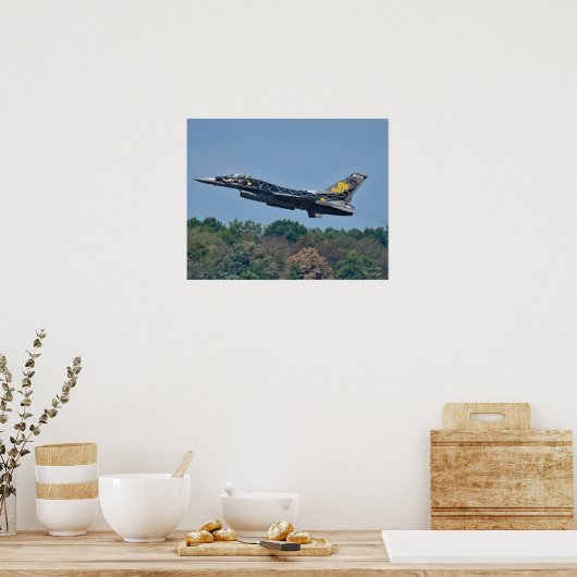 Poster de décollage d'avion de chasse F-16 (Cuisine)