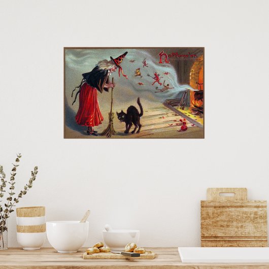 poster de décoration de chats noirs sorcière d'Hal (Cuisine)