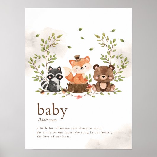 Poster de définition de bébé pour animaux de bois (Devant)
