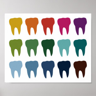 Poster de dents Dentiste Coloré Dentaire Art denta