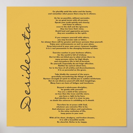 Poster de Desiderata - Changer de couleur Arrière  (Devant)