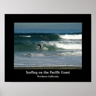 Poster de design de Surfing California Coast