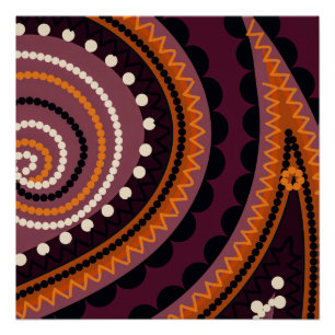 Poster de design motif abstrait orange bordeaux