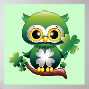Poster de dessin animé St Patrick de Baby Owl