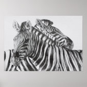 Poster de dessin au crayon original Zebra (Devant)
