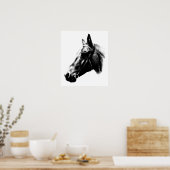 Poster de dessin Cheval Blanc Noir (Cuisine)