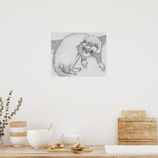 Poster de dessin de "bébé" Ferret (Cuisine)