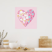 Poster de dessin de coeur géométrique rose Abstrai (Cuisine)