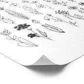 Poster De Dessin De Fleurs Et Herbes D'Encre (Coin)