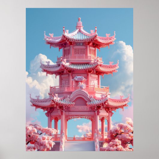 Poster de dessin de l'architecture chinoise ancien (Devant)