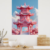 Poster de dessin de l'architecture chinoise ancien (Cuisine)