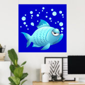 Poster de dessin de poisson grincheux (Bureau à domicile)