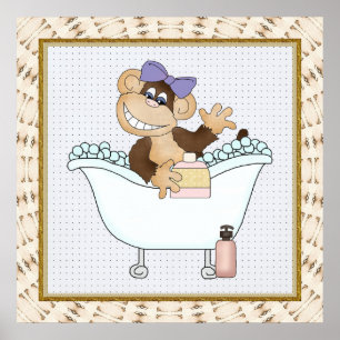 Poster de dessin de singe pour enfants Salle de ba