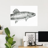 Poster de dessin de truite arc-en-ciel (Bureau à domicile)