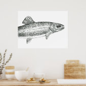 Poster de dessin de truite arc-en-ciel (Cuisine)