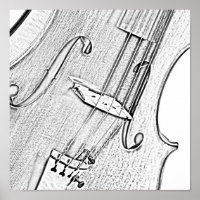 Poster de dessin de violon ou d'encre de viola
