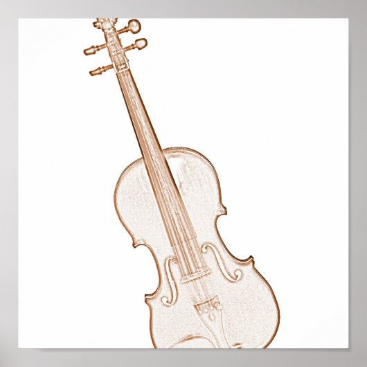 Poster de dessin d'encre Brown violon ou alto (Devant)