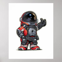 Poster de dessin des ingénieurs spatiaux - Rouge