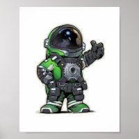 Poster de dessin des ingénieurs spatiaux - Vert