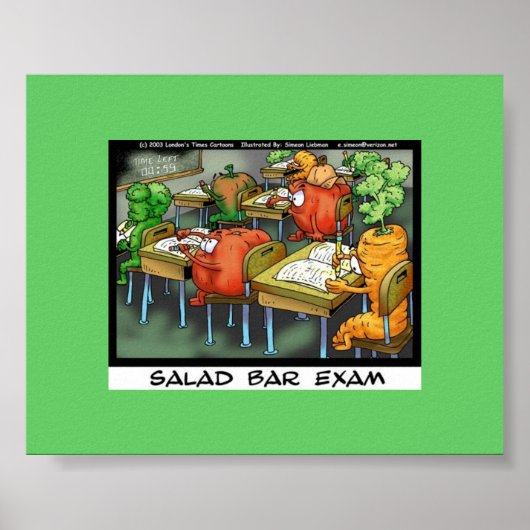 Poster de dessin drôle d'avocat"Salad Bar Exam" (Devant)