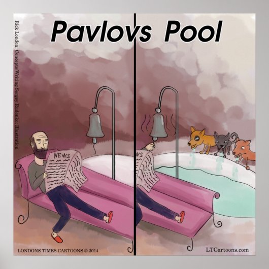 Poster de dessin drôle de la piscine de Pavlov (Devant)