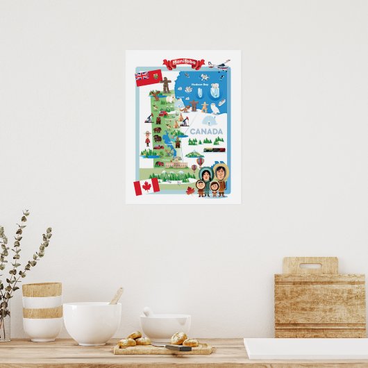 Poster de dessin du Manitoba Canada (Cuisine)