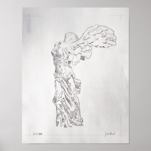 Poster de dessin en graphite Winged Victory (Devant)