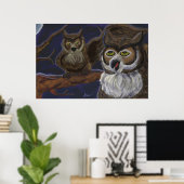 Poster de deux chouettes de nuit (Bureau à domicile)