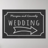 Poster de direction Mariage Faux Chalkboard (Devant)