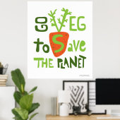 Poster de Doodle écrit à la main de Vegan Slogan (Bureau à domicile)