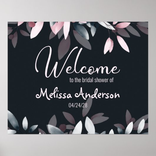 Poster de douche Aquarelle Pink Navy Elegant Soft (Devant)