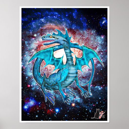 Poster de dragon cosmique Turquoise (Devant)