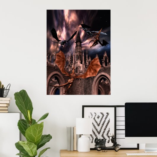 Poster de dragons de combat (Bureau à domicile)