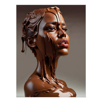 Poster de escultura humana de chocolate derretido. perfect poster