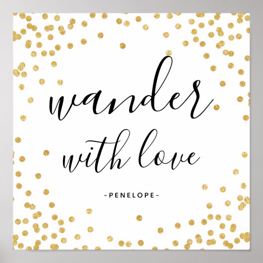 Poster de Faux Gold Confetti Wander with Love (Devant)