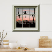 Poster de Faux Window Coucher de soleil tropical (Cuisine)
