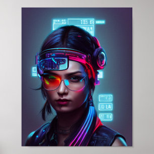 Poster de femme Cyberpunk